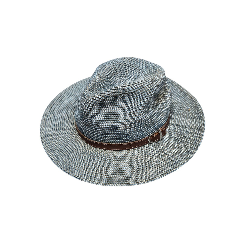 Sunday Afternoons Fedora Hat Womens Medium Blue Braided Paper Straw Sun Hat Boho